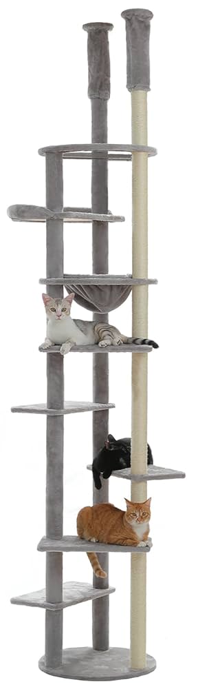 キャットタワー　突っ張り　グレー　突っ張りタイプ　ベージュ　猫用品 キャットタワー 突っ張り グレー 突っ張りタイプ ベージュ 猫